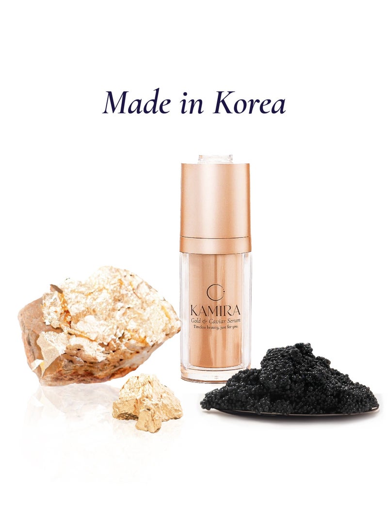 Kamira 24K Gold and Caviar Serum with Hyaluronic Acid & Vitamin C For Oil,Dry,Normal Skin| Korean Skin Care |Anti Aging Serum | Naturals Ingredients- Wrinkles, Fine Lines, Elasticity,Glowing Skin,30ml - Image 2
